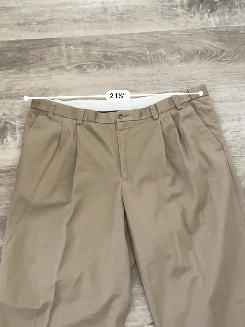 George Mens Khaki Pleated Dress Pants 44x30 Mocha Cotton Trouser Chinos